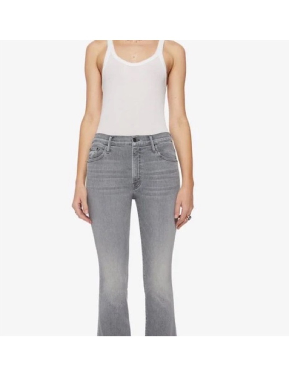 MOTHER Women's Gray High-Rise Flare Jeans